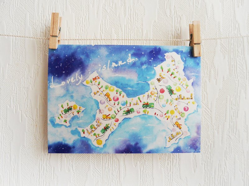 Island postcard x island starry sky - การ์ด/โปสการ์ด - กระดาษ สีน้ำเงิน