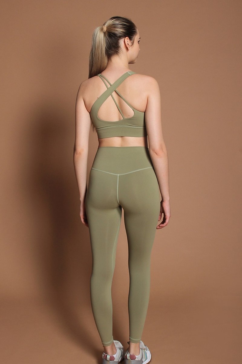 Easy on no crotch high waisted 24inch leggings @breathm-Rock green - Women's Yoga Apparel - Polyester Green