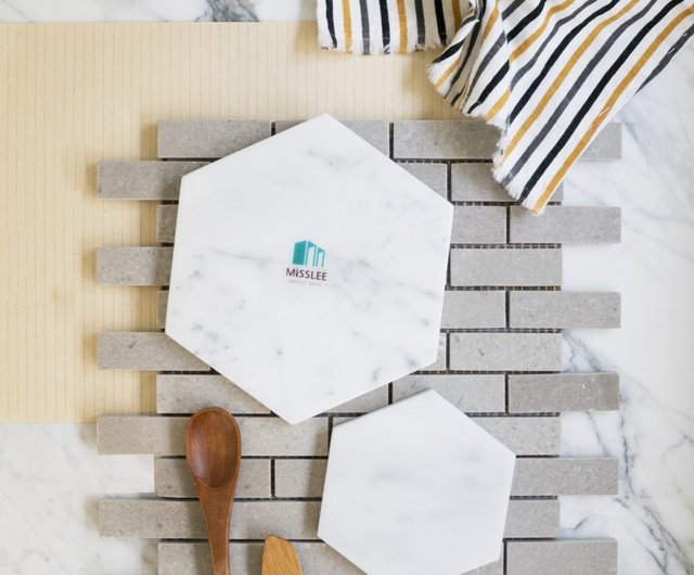 Natural Marble Stone Hexagon White Coasters from China 