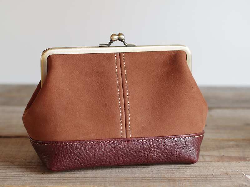 Leather gauze pouch Brown - กระเป๋าเครื่องสำอาง - หนังแท้ สีนำ้ตาล