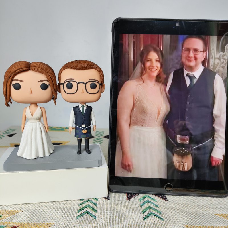 客製化3D人像公仔 訂製手工Funko Pop情侶父母夫妻結婚週年禮物 - 玩偶/公仔 - 黏土 多色