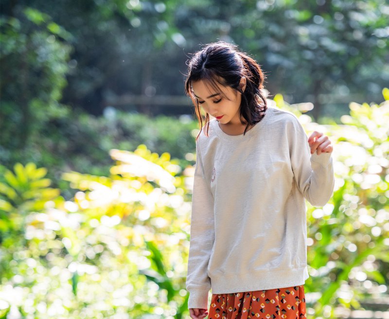 朵兒日常 長袖上衣cozy print Tee - 女裝 T 恤 - 棉．麻 灰色