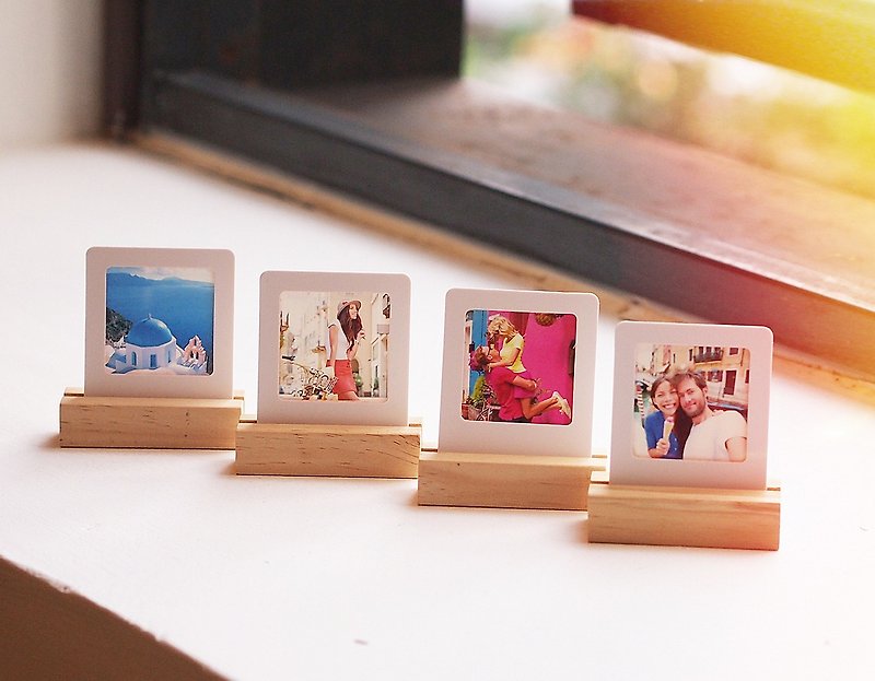 personalized gifts-glimmer card MINI Polaroid Style 9 pics (wooden stand 2 pics) - Cards & Postcards - Other Materials Multicolor