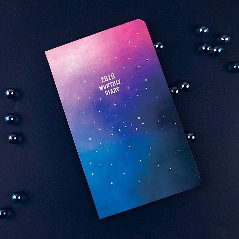 2019 40K hardcover monthly plan + notes - starry sky - สมุดบันทึก/สมุดปฏิทิน - กระดาษ หลากหลายสี