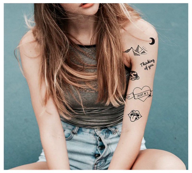 さまざまなかわいいタトゥーステッカーがアメリカの数字を愛しています鳥ダイヤモンド羽宇宙平和K - ステッカー・シール - 紙 