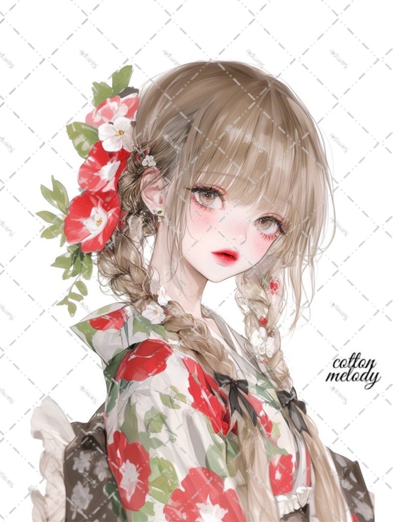 original sticker no.6196 人物ステッカー オリジナルステッカー 人物ステッカー 女の子ステッカー オリジナル人物ステッカー - 貼紙 - 紙 