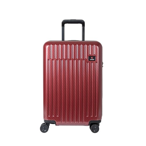 CROWN 皇冠行李箱 【CROWN】防盜拉鍊 21吋 登機箱 碳纖紋路 紅色
