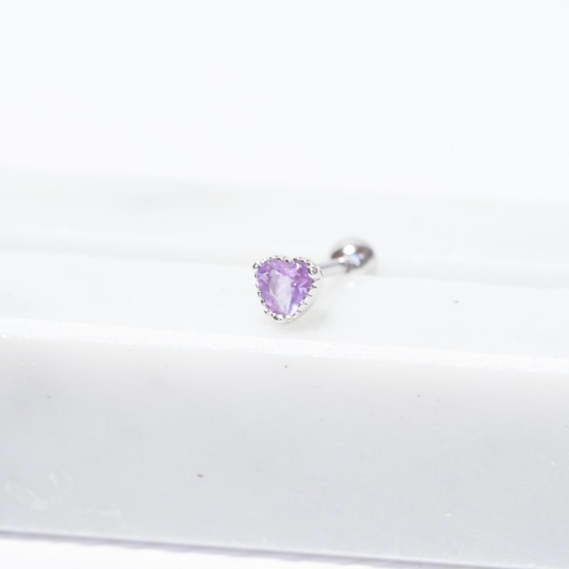 紫水晶925純銀愛心蛋糕轉珠耳環 - 耳環/耳夾/耳骨夾 - 水晶 銀色