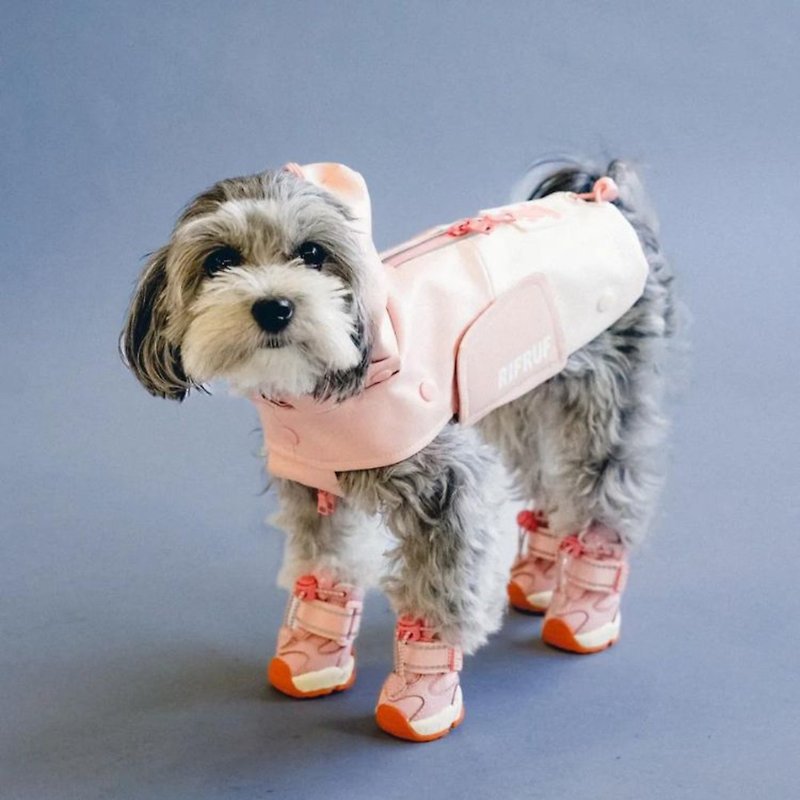 人造皮革 寵物衣服 粉紅色 - RIFRUF- CLIMAPAW多用途雨衣登山鞋組合-櫻花粉