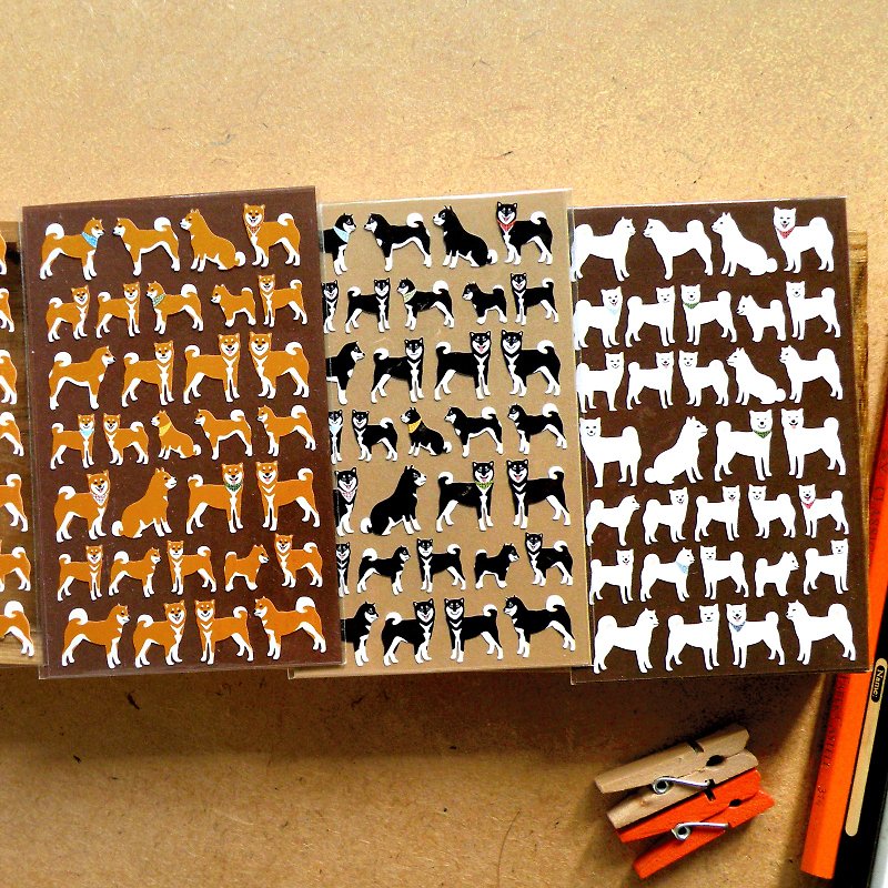 柴犬シール (2枚~3枚セット) - シール - 防水素材 ブラウン