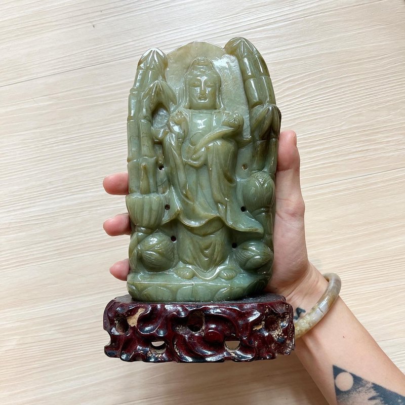 ㄅㄆㄇㄈ 青田玉觀音 - 擺飾/家飾品 - 玉石 綠色