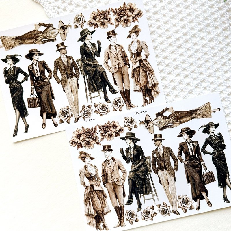 A548 - Vintage muse lady - 貼紙 - 紙 