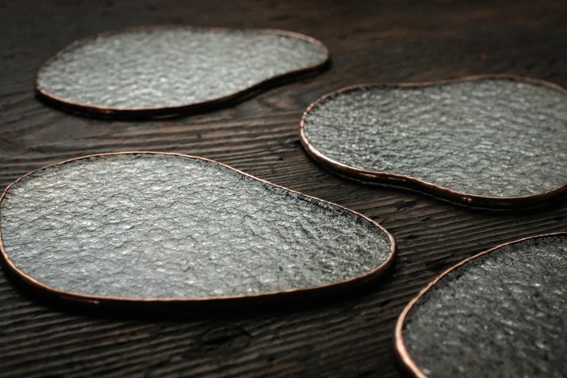 Floating Island| Silver Irregular Glass Coaster - Coasters - Glass Transparent