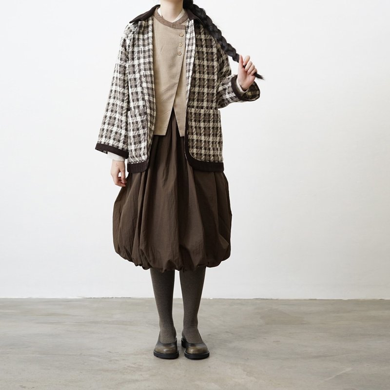 Loosely Woven Jacket - 女大衣/外套 - 羊毛 咖啡色