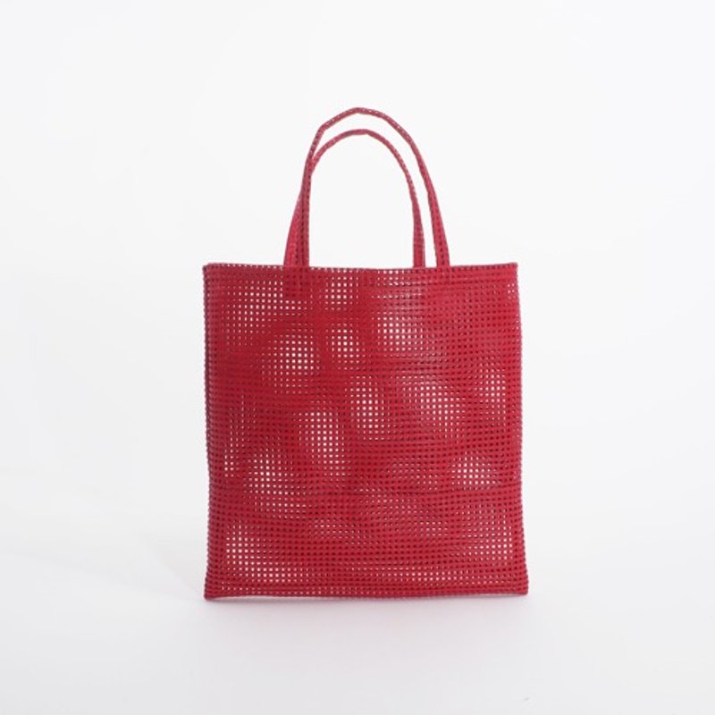 mesh leather hand bag（赤）山羊革/33×33/MB002 - 手提包/手提袋 - 真皮 