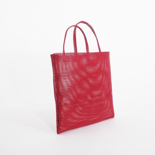 mesh leather hand bag（赤）山羊革/33×33/MB002 - ショップ