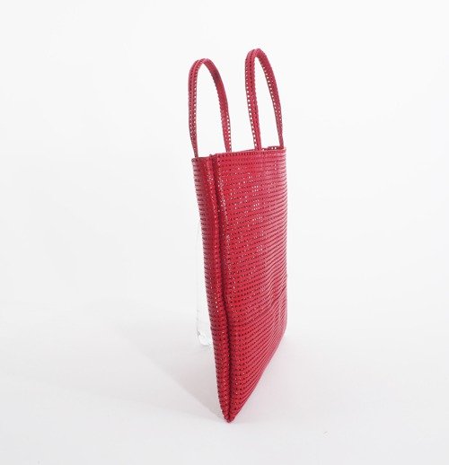 mesh leather hand bag（赤）山羊革/33×33/MB002 - ショップ