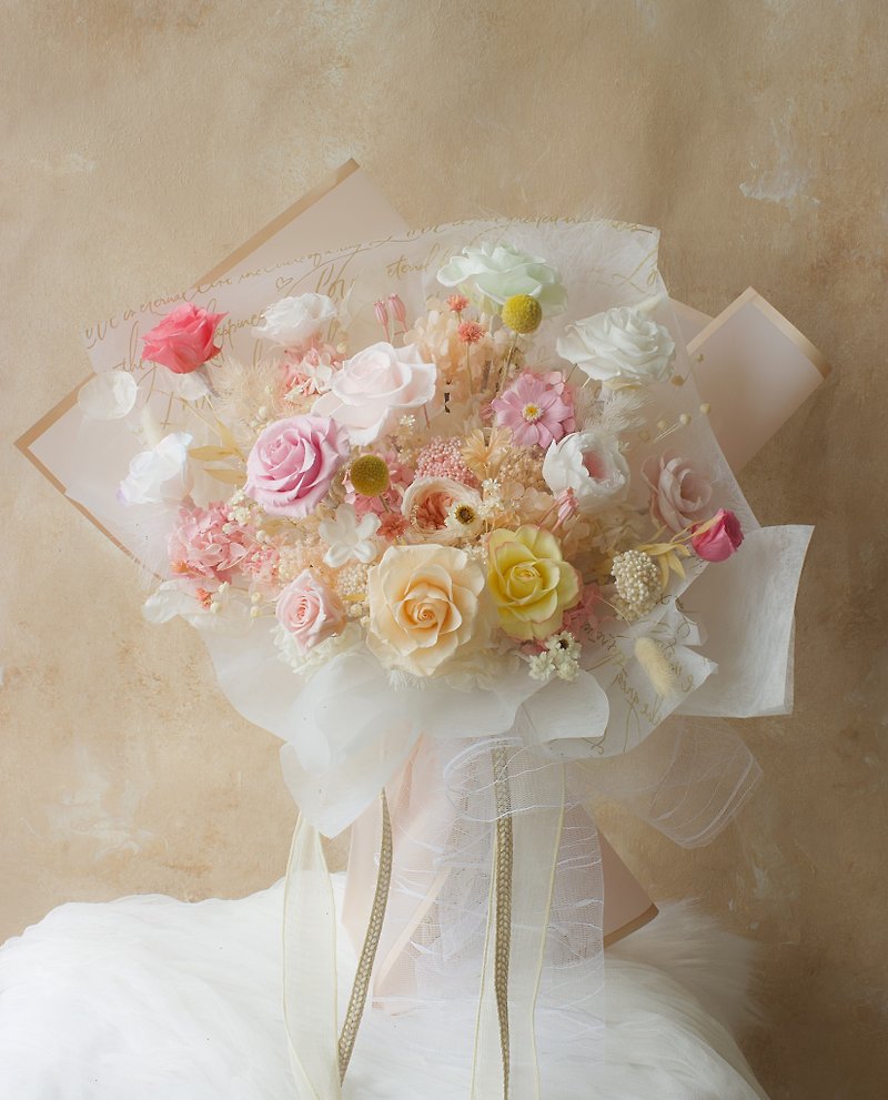 [Hot bouquet] 12-inch preserved flower bouquet [pink] - ช่อดอกไม้แห้ง - พืช/ดอกไม้ 