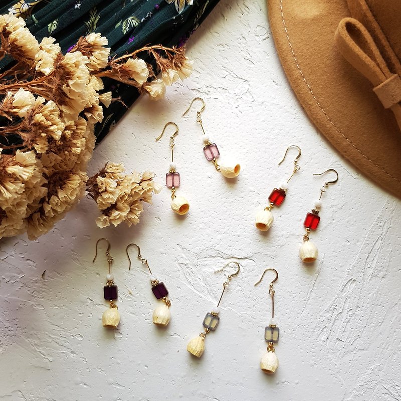 古董珠珠之果果耳環 | 彩玻花窗 / 免費改夾 - 耳環/耳夾 - 植物．花 多色