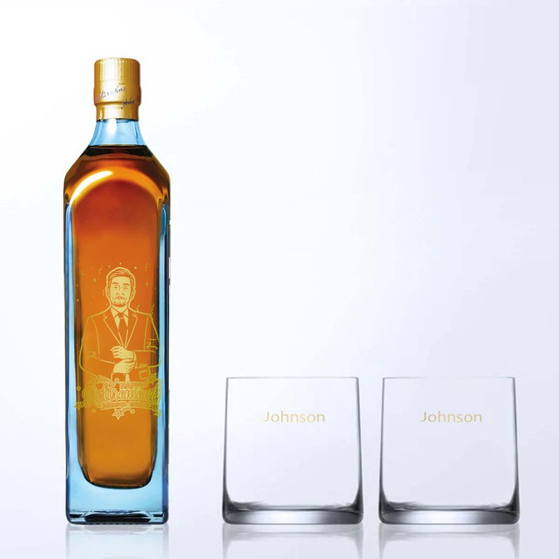 Engraving gift|Customized text engraving Johnnie Walker blue label exchange gift birthday gift - แก้วไวน์ - แก้ว 