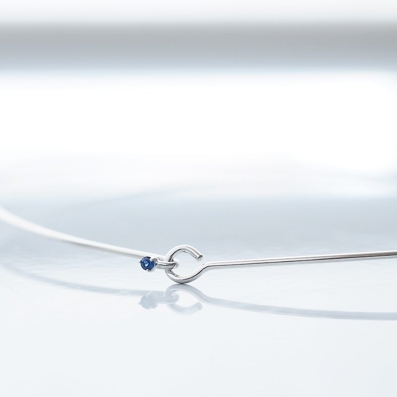 Sapphire Sapphire Wire Choker Necklace Silver 925 - สร้อยคอ - โลหะ สีน้ำเงิน