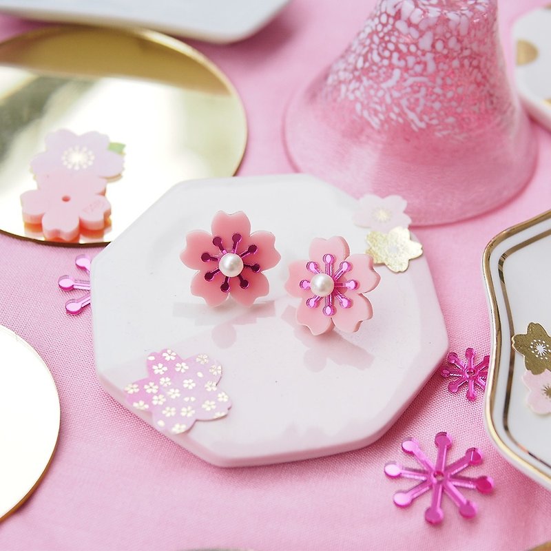 Sakura Studs - Earrings & Clip-ons - Acrylic Pink