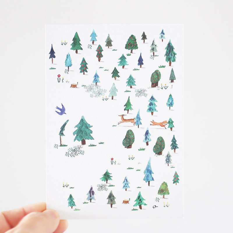 Tree and Bird postcard - การ์ด/โปสการ์ด - กระดาษ สีน้ำเงิน