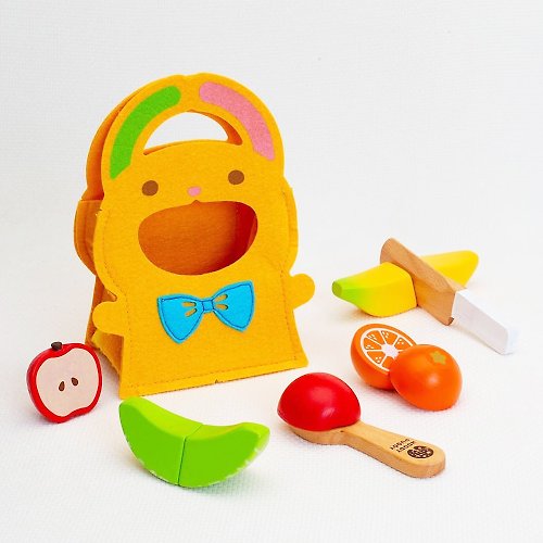 親子良品 【WOODY PUDDY】兔子袋水果切切 - 日本木質家家酒玩具
