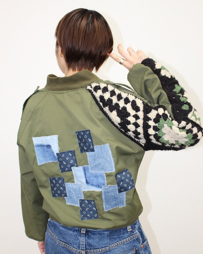 MA-1 Jacket ーHand Knit×Used Clothingー2022AW - Women's Casual & Functional Jackets - Other Materials Green