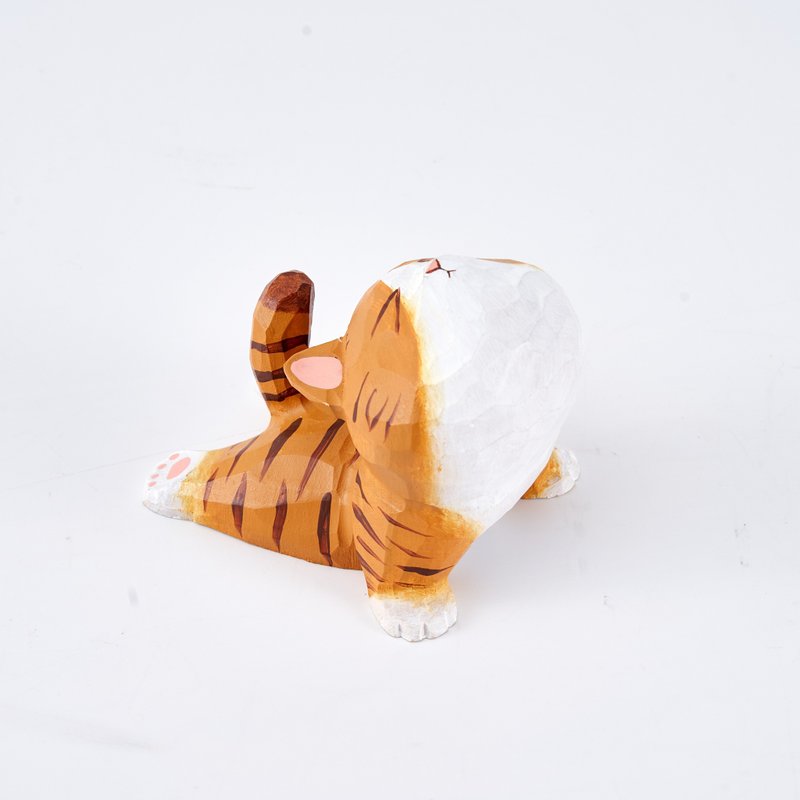 Yuna 靜柔眼鏡蛇式的瑜伽貓木雕 - 擺飾/家飾品 - 木頭 橘色