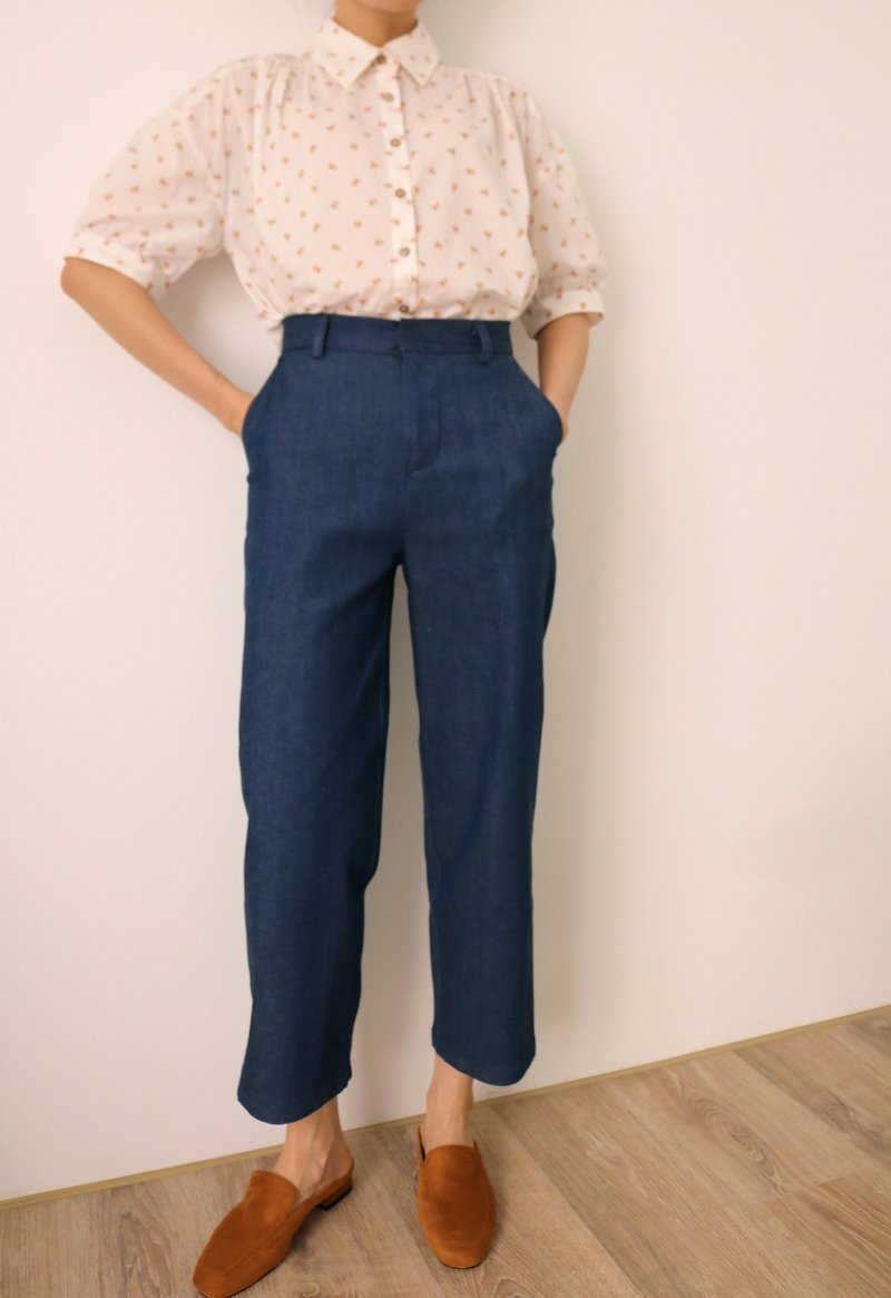 West Trousers dark blue jeans cotton pants - Women's Pants - Cotton & Hemp Blue
