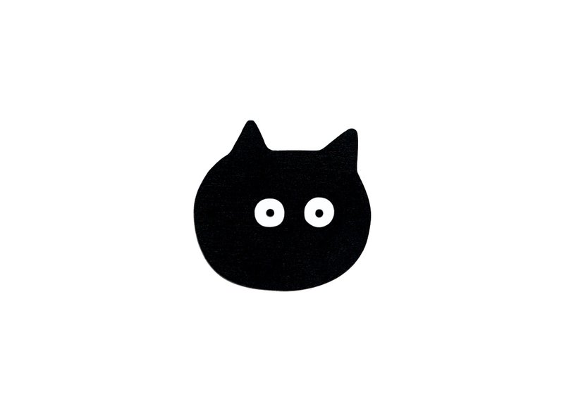 Wooden Black Cat magnet - 擺飾/家飾品 - 木頭 黑色