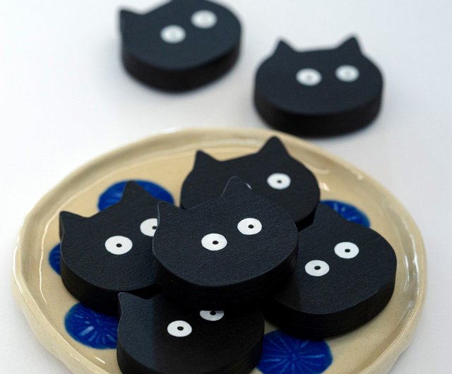 木製 黒猫 マグネット - ショップ JOOJOO STUDIO 置物 - Pinkoi