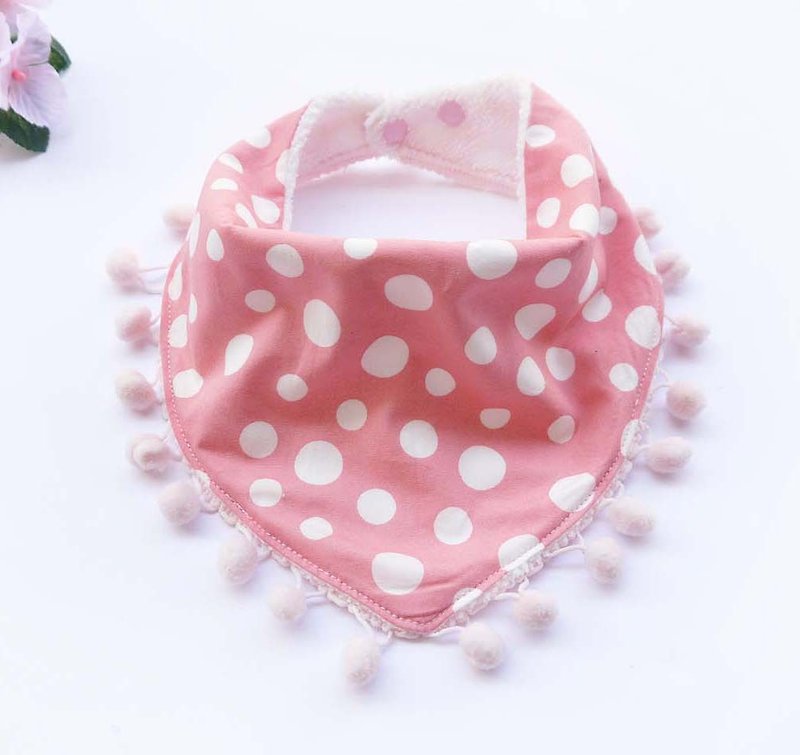 DOMOMO size dot (confectionery powder) triangle saliva towel bib - Bibs - Cotton & Hemp Pink