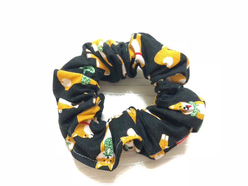 Shiba Inu. Black / large intestine ring hair bundle. Donut hair bundle. Hair ring - Hair Accessories - Cotton & Hemp Black