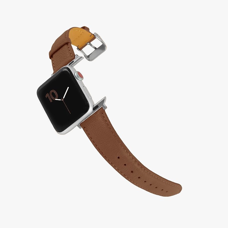 客製化禮物意大利真皮革錶帶Apple Watch 咖啡色 - 錶帶 - 真皮 咖啡色
