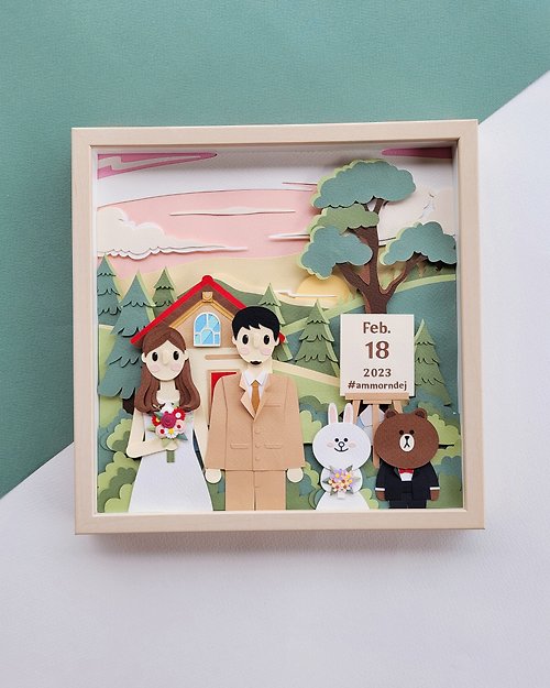 lita-craft Special custom papercut frame : wedding day theme.