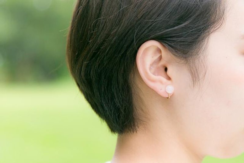 MARU EARRING PINK (CLIP TYPE) - Earrings & Clip-ons - Gemstone Pink