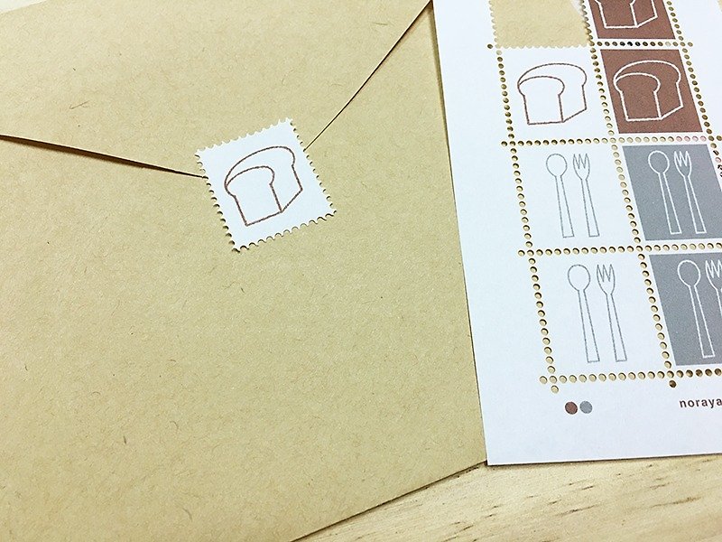 Classiky x Noraya Kitchen Stamp【Bread, Spoon & Fork (53085-02)】 - สติกเกอร์ - กระดาษ หลากหลายสี
