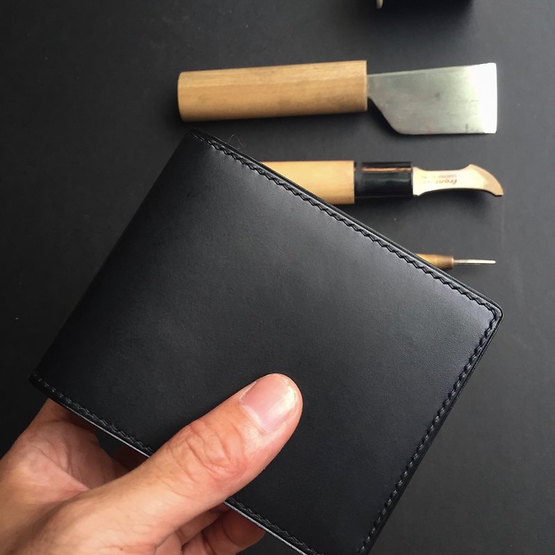 Six Card Short Clip-European Leather - Coin Purses - Genuine Leather Black