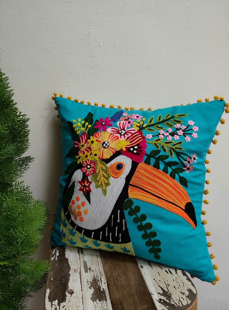 Samba Toucan│Father embroidered pillowcase│ - Pillows & Cushions - Cotton & Hemp 