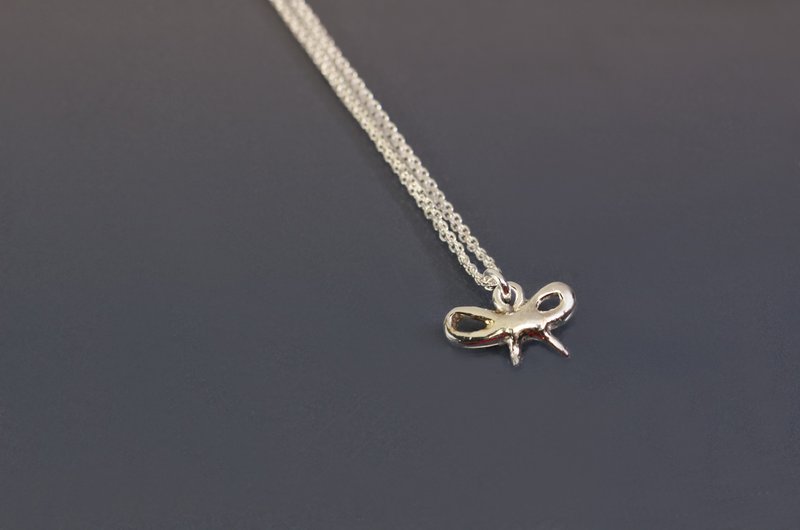 Image Series - Handle Bow 925 Silver Necklace - สร้อยคอ - เงินแท้ สีแดง