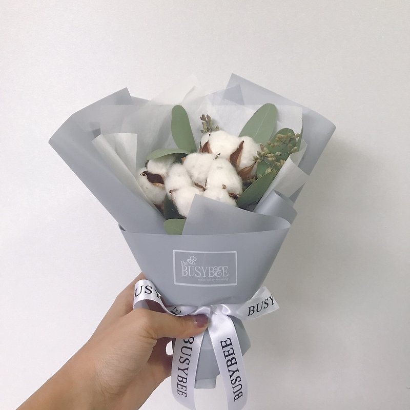 {BUSYBEE} White Miss Cotton Dry Bouquet Christmas Gifts Exchange Gifts Birthday Gifts - ของวางตกแต่ง - พืช/ดอกไม้ 