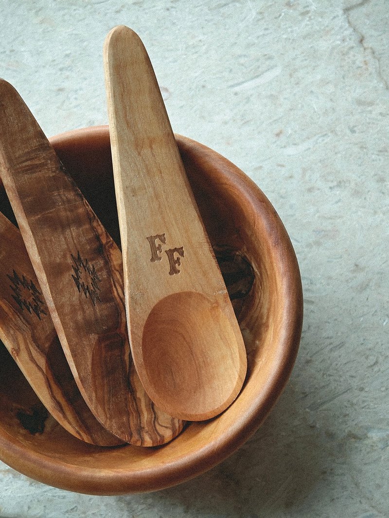 North African Handmade Olive Wood Spoon Camping Tableware - Cutlery & Flatware - Wood Brown