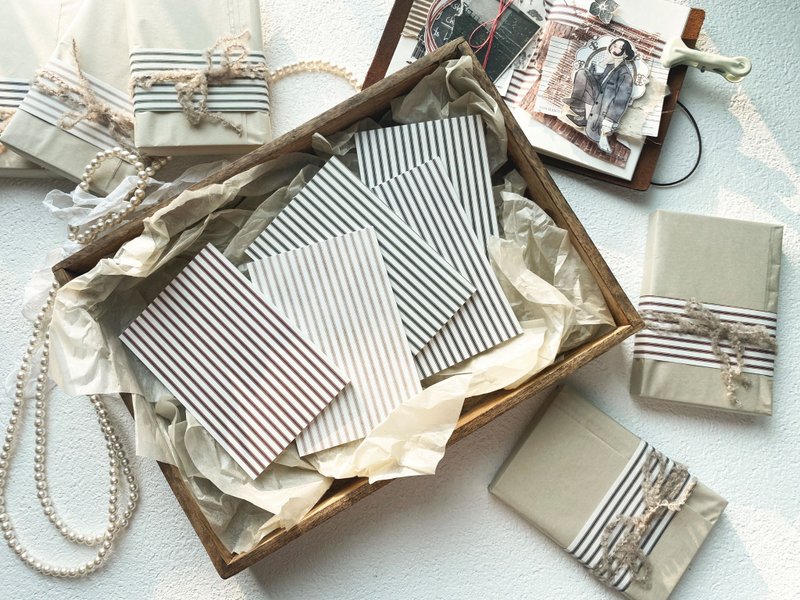 Vintage Linen Stripes Memo Pad 5 Color Pack 80x120mm - กระดาษโน้ต - กระดาษ หลากหลายสี