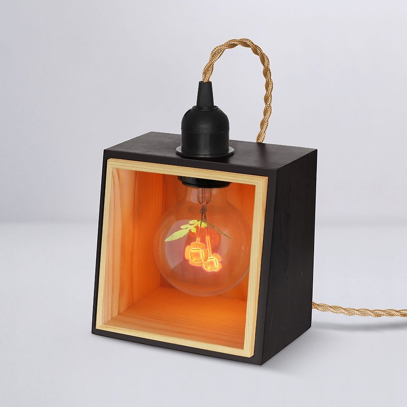 方形木制小夜燈  - 含1 個 玫瑰情人燈泡 Edison-Style 愛迪生燈泡 - 燈具/燈飾 - 木頭 白色