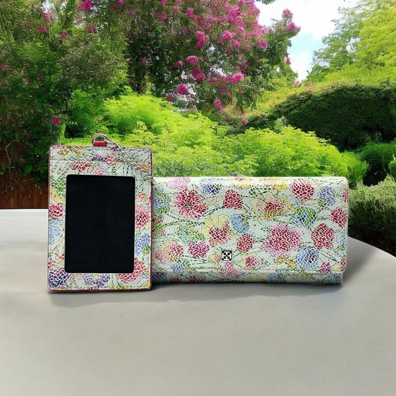 Tosca | Flower CardCase Wallet / 印彩花-真皮卡套 長錢包 - 皮夾/長短夾/錢包 - 真皮 