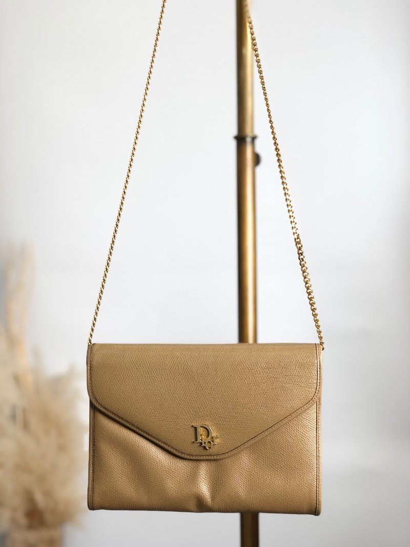 【 日本直送　名牌中古包 】Christian Dior クリスチャン ディオール ショルダーバッグ ブラウン ロゴ レザー チェーンショルダー vtcc3d - 側背包/斜背包 - 真皮 咖啡色