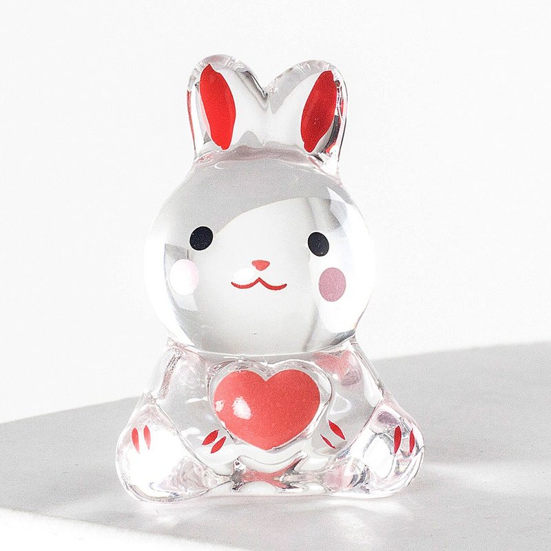 Japanese Pharmacist Kiln Handmade Glass Decoration Mini Rabbit Ornament Car Japanese Blessing Birthday Gift - ของวางตกแต่ง - แก้ว 