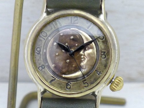 手作り時計 渡辺工房 Hand Craft Watch "Watanabe-KOBO" CrescentMoon-MB 32mmBrass(真鍮) 三日月文字盤 アラビア 手作り時計 352CM